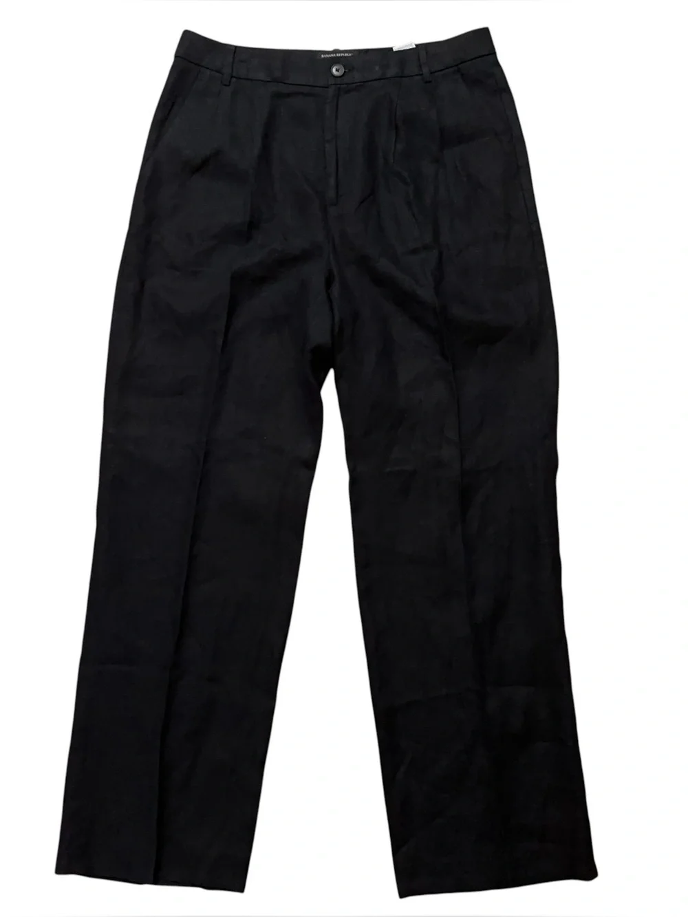 Banana Republic Pleated Wide Leg Pants Womens Size 12 100% Linen Black